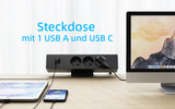 Maidesite 3 Fach Tischsteckdose mit USB C und A 1.8M Kabel Steckdosenleiste